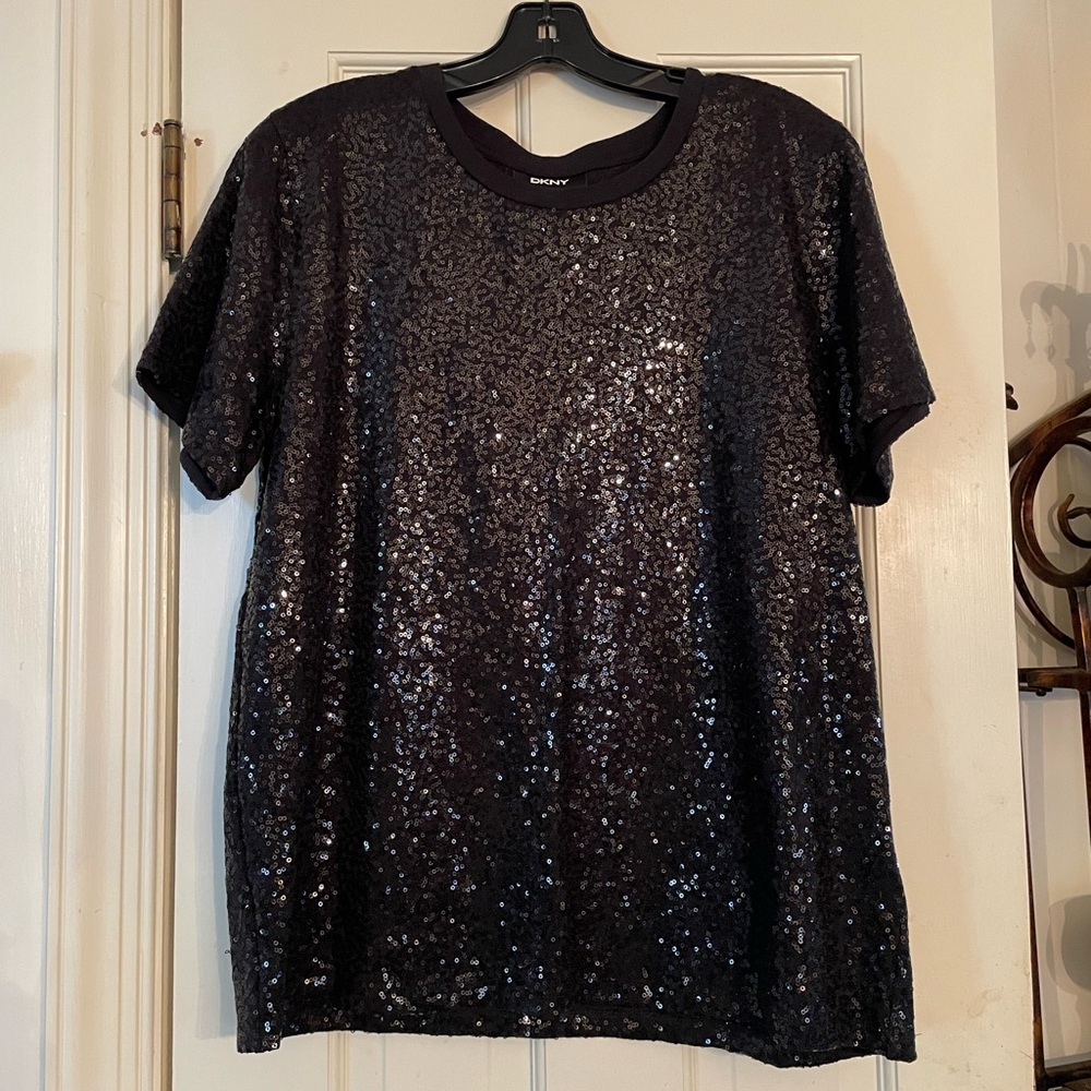 Shiny Black Sequin T-Shirt